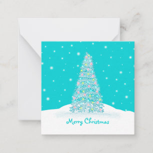 Cartão De Notas Árvore de Natal Mini Cute Teal Aqua