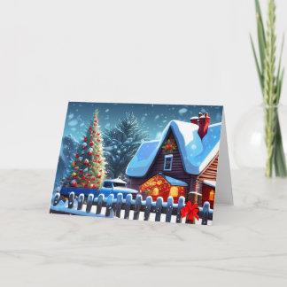 Cartão De Notas Árvore de Natal na neve