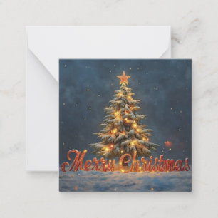 Cartão De Notas Árvore de Natal Nevada com Luzes Quentes