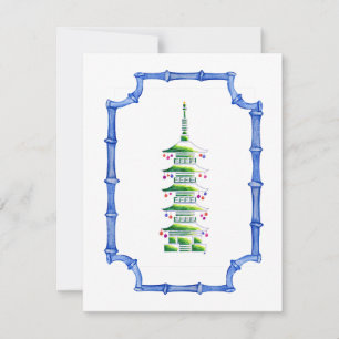 Cartão De Notas Árvore de Natal Pagode de Bambu Chinoiserie