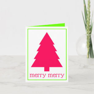 Cartão De Notas Árvore de Natal Personalizada Rosa e Verde Preppy