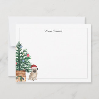 Cartão De Notas Árvore de Natal Pug Feriado