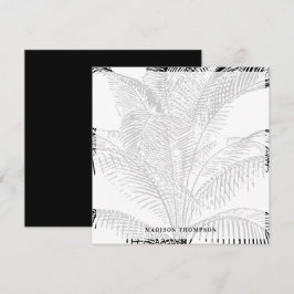 Cartão De Notas Árvore de Palma Elegante deixa padrão preto e bran