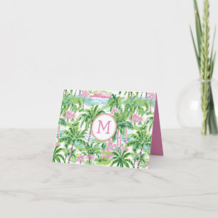 Cartão De Notas Árvore Tropical de Pink e Verde
