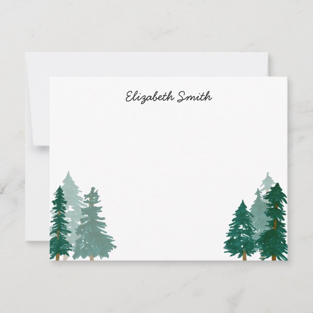 Cartão De Notas Árvores da Floresta Russa Moderna de Madeira (Frente)