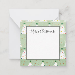 Cartão De Notas Árvores de Natal Brancas Decoradas Estrela Verde &