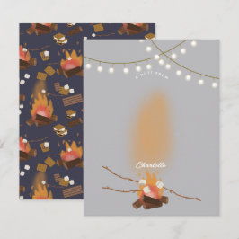 Cartão De Notas Aventura e Marshmallow de Acampamento de Fogo