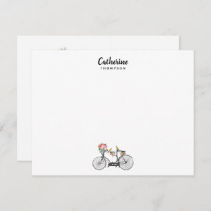 Cartão De Notas Aves de Flores Românticas de Bicicletas Românticas