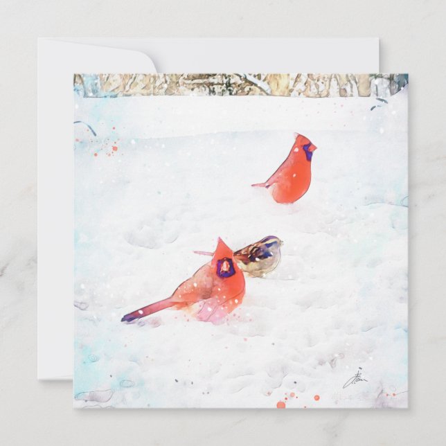 Cartão De Notas Aves de inverno de uma janela (Frente)