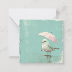 Cartão De Notas Aves Sob Guarda-chuvas: Saudações Cozy