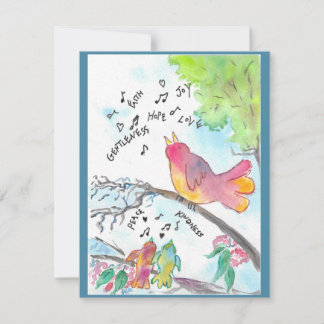 Cartão De Notas Aves Whimsical Art Christian Flat Notecard
