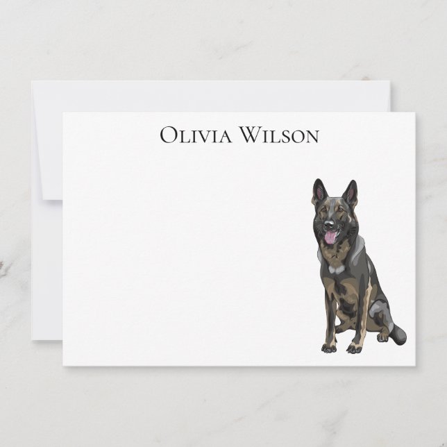 Cartão De Notas Avisadores personalizados do German shepherd preto (Frente)