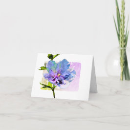 Cartão De Notas Azul-aquarela e Floral Púrpura Todas as Ocasiões
