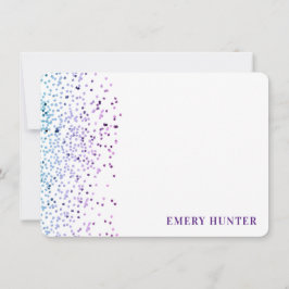 Cartão De Notas Azul brilhante disperso e púrpura