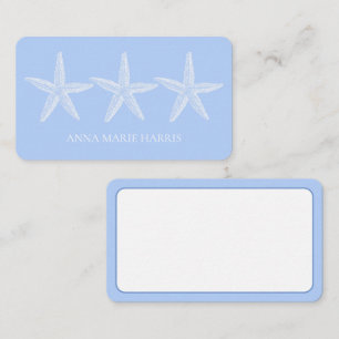 Cartão De Notas Azul costeiro e Starfish branco personalizado