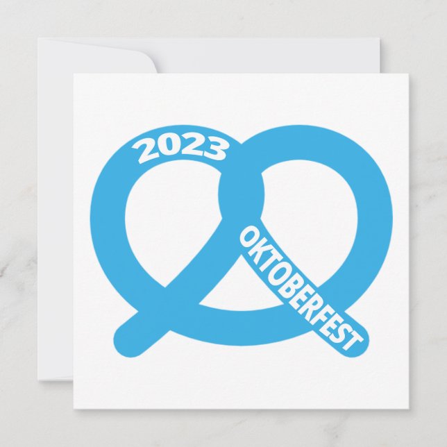 Cartão De Notas Azul e Branco Pretzel Brezel Oktoberfest 2023 (Frente)
