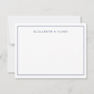 Cartão De Notas Azul Marinho Elegante Vintage Minimalista Personal