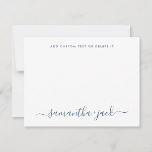 Cartão De Notas Azul Marinho Estiloso Script Elegante Minimalista