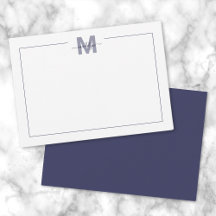 Azul Marinho Monograma Minimalista Simples
