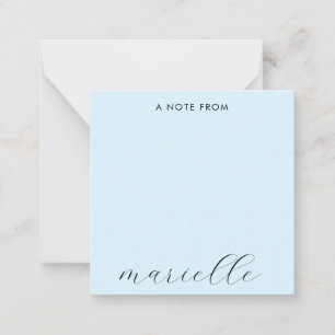 Cartão De Notas Azul Pastel de Script Monograma Elegante