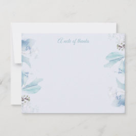 Cartão De Notas Azul Poeirento Floral Obrigado