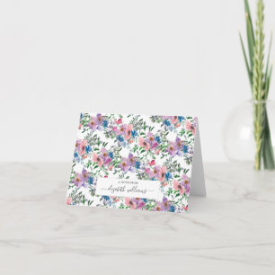 Cartão De Notas Azul Roxo Floral Cor-De-rosa A Nota Do Script