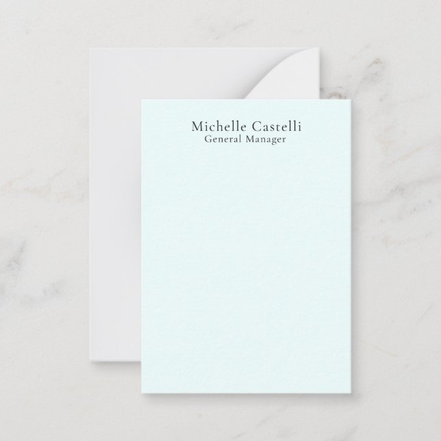 Cartão De Notas Azure Blue Professional Unique Classical Simple (Frente)