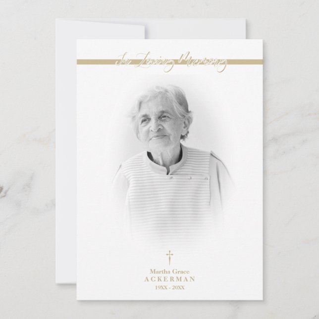 Cartão De Notas B&W Golden Photo Remembrance Service Dear Ones (Frente)