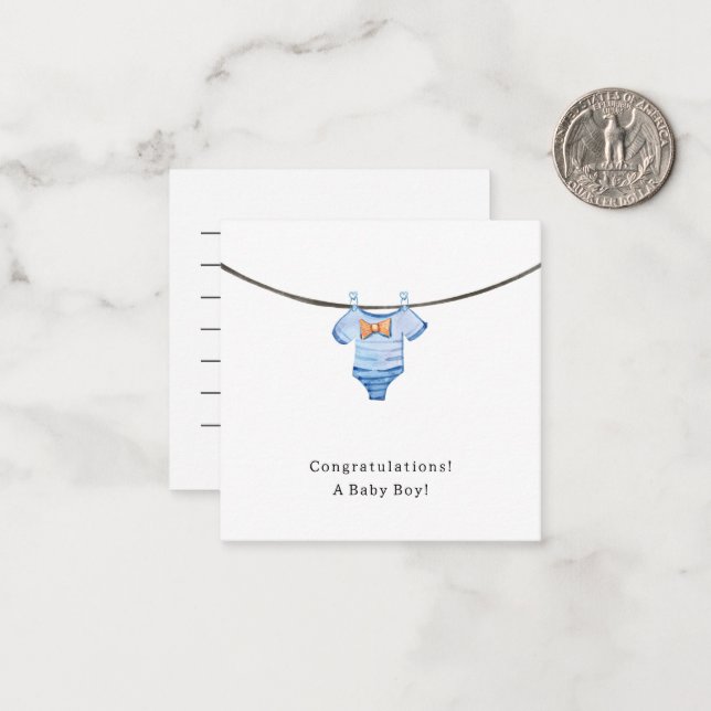 Cartão De Notas Baby Boy Congratulations Newborn Birth Card (Frente/Verso In Situ)
