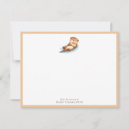 Cartão De Notas Baby Otter Nursery Note Card – Personalized