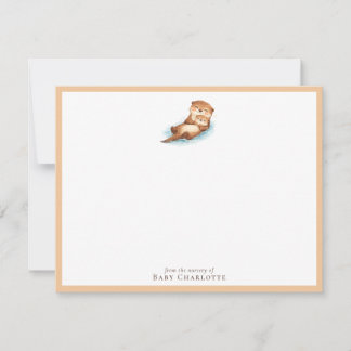Cartão De Notas Baby Otter Nursery Note Card – Personalized