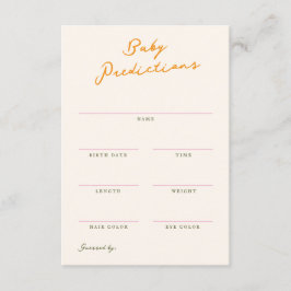 Cartão De Notas Baby Predictions Shower Game Card