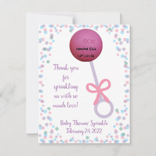 Cartão De Notas Baby Rattle chá/sprinkle