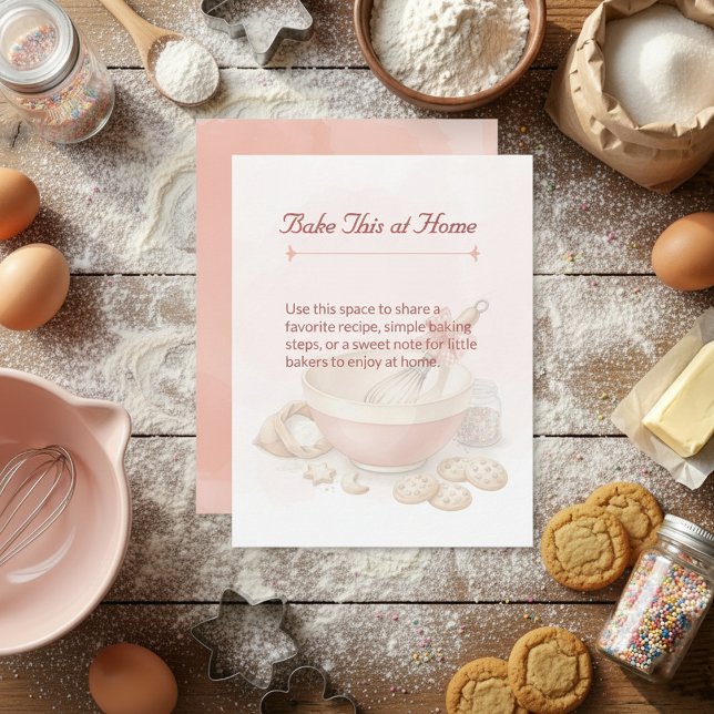 Cartão De Notas Baking Party Birthday Bowl & Whisk Recipe Card (Criador carregado)