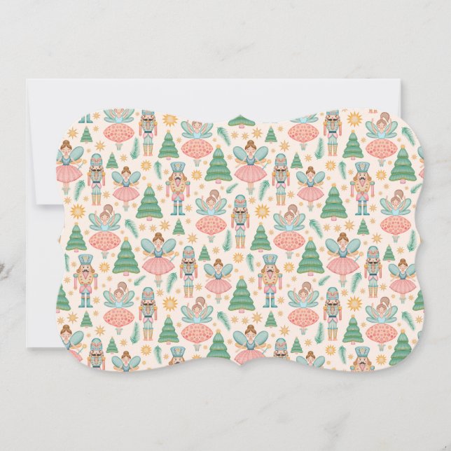 Cartão De Notas Balé e Fadas de Nozes em Fundo de Creme (Frente)