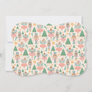 Cartão De Notas Ballet do Quebra-Nozes e Fadas em Fundo Creme