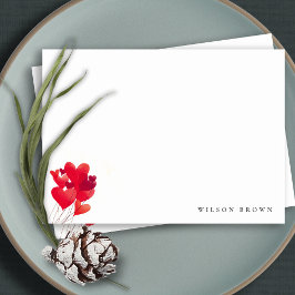 Cartão De Notas Baloão de Coração Vermelho Fofo Balão de Aquarela 