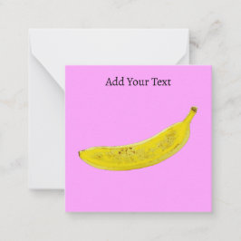 Cartão De Notas Banana de Arte Pop com Fundo Rosa Personalizado