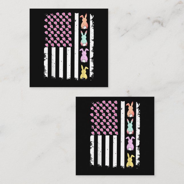 Cartão De Notas Bandeira Americana dos EUA com Coelho para o Dia d (Frente/Verso)