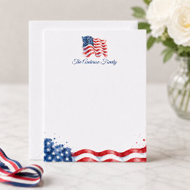 Cartão De Notas Bandeira Americana Ondulada Patriótica