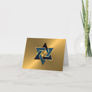 Cartão De Notas Bar Mitzvah Marinho Dourado Estrela Azul de David