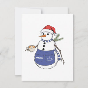 Cartão De Notas Barista Boneco de Neve Natal 2026 Café de Férias