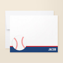 Cartão De Notas Baseball Personalizado Vermelho Azul Plano