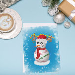 Cartão De Notas Baseball Snowman Decorado com Snacks Populares<br><div class="desc">Um cartão de Natal divertido para o fã de beisebol com um boneco de neve de Baseball e salgadinhos populares de beisebol.</div>