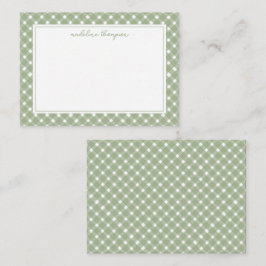 Cartão De Notas Basic Gingham Sage Green Border