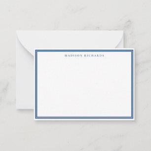 Cartão De Notas Básica Azul Marinho Claro Personalizada com Borda