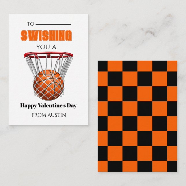 Cartão De Notas Basketball School Valentine Card (Frente/Verso)