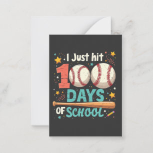 Cartão De Notas Bati 100 dias na escola 100 dias de baseball