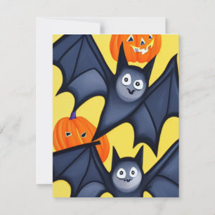 Cartão De Notas Bats e Pumpkins