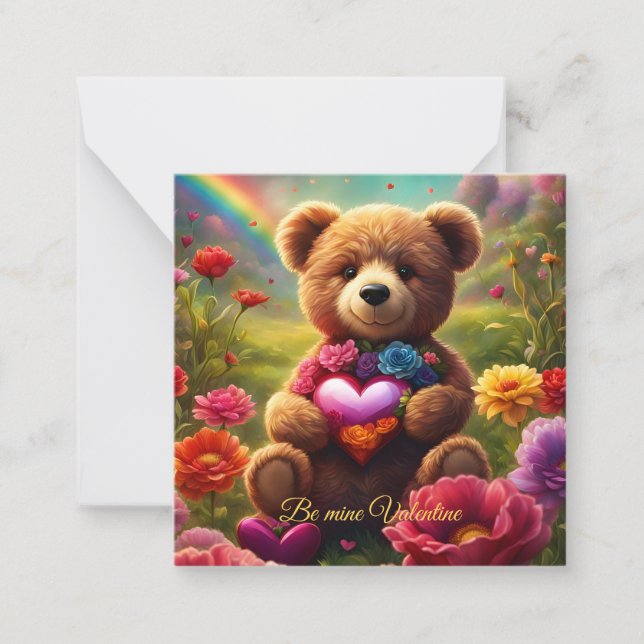 Cartão De Notas Be mine Valentine Teddy 1 (Frente)